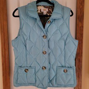 TALBOT'S ~ Women's TURQUOISE Puffer Down Vest Size L ~ PRISTINE